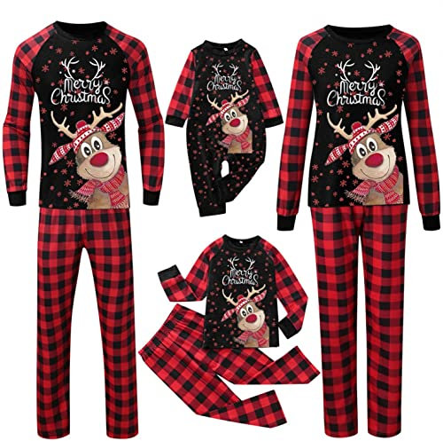 Schlafanzug Weihnachten Familie: Paare Damen Kinder Weihnachtspyjama Set Hose Tshirt Herren Jungen Mädchen Rundhals Nachthemd Hausanzug Outfit Weihnachtsanzug Home Kleidung Pyjamas Winter Herren