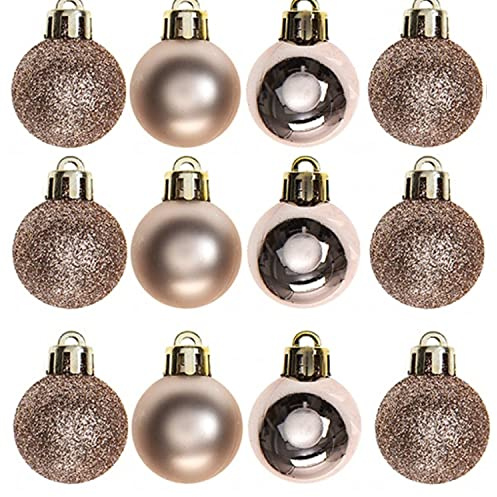 30mm/12Pcs Christmas Baubles Shatterproof Rose Gold, Christmas Tree Decorations Ball Ornaments Balls Xmas Hanging Decorations Holiday Decor - Shiny,Matte,Glitter