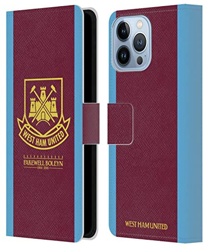 Head Case Designs Officially Licensed West Ham United FC 2015/16 Final Home Retro Crest Leather Wallet Case Compatible With Apple iPhone 13 Pro Max