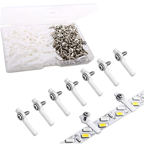 VISSQH 400PCS LED Strip Mounting Clip LED Strip Holder Silicone Light Strips Mounting Bracket Weiss LED Strip Mounting Clips with Screws LED Strips Clips for 10 mm LED Strips