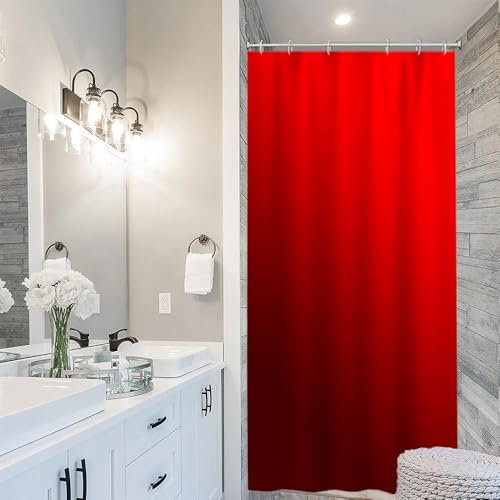 Uiiooazy Rideau Douche Anti Moisissure, Rideau de Douche Étroit 90x180cm Rouge Dégradé Bordeaux Gradient Petit Rideaux de Baignoire Tissu Lavable Imperméable Rideaux Salle de Bain avec 6 Crochets