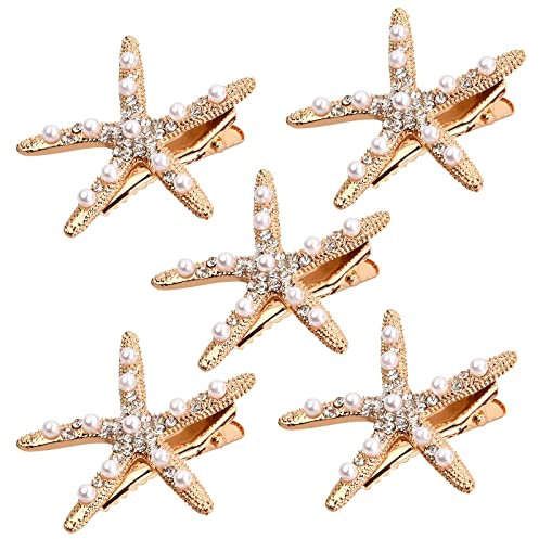 Haarnadeln - 5 Stück Seestern Metall Haarspangen, Diamant Haarspange Haarnadel, Haarschmuck Dekoratives Zubehör für Damen, Mädchen für Hochzeit