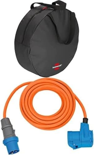 Brennenstuhl Transport- und Aufbewahrungstasche für Verlängerungskabel + Brennenstuhl Camping CEE-Verlängerungskabel mit CEE-Stecker und Winkelkupplung inkl. Schutzkontakt-Kombisteckdose 10m