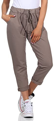 Damen Jogginhose im Boyfriend-Style Sweatpants für Freizeit Sport Fitness Yoga Training 3569 (as3, Numeric, Numeric_34, Numeric_40, Regular, Long, Schlamm)