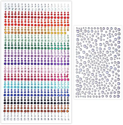 Luter 1250pcs Face Stickers, Face Jewel Stickers Sheet Self-Adhesive Glitter Diamond Rhinestones for Makeup Nail Gem for Eye Belly Arm Body Festival Decoration Party (1 Colorful, 1 Colorful Pearl)