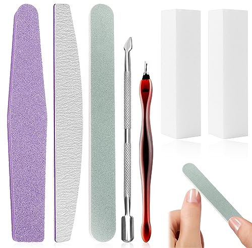 TCASENER 7pcs Lime e Buffer per Unghier, Kit Lima per Unghie Professional, Buffer Block Sponge e Spingi Cuticole Professional Lima per unghie, Adatto per Manicure e Unghie Salone