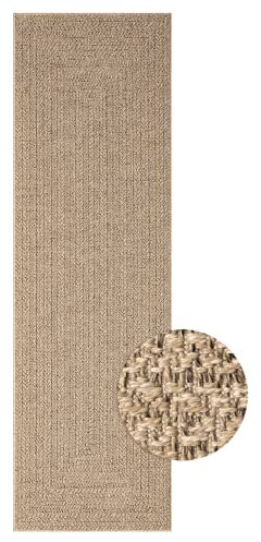 Mia´s Teppiche Soil - wetterfester In- und Outdoor Teppich im Natürlichem Jute-Look, wetterfest, geeignet für Terrasse und Garten, ca. 80 x 250 cm