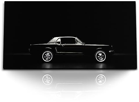 Paul Sinus Kunstdruck Bilder 120x60cm Ford Mustang 66 Schwarz Oldtimer Muscle Car