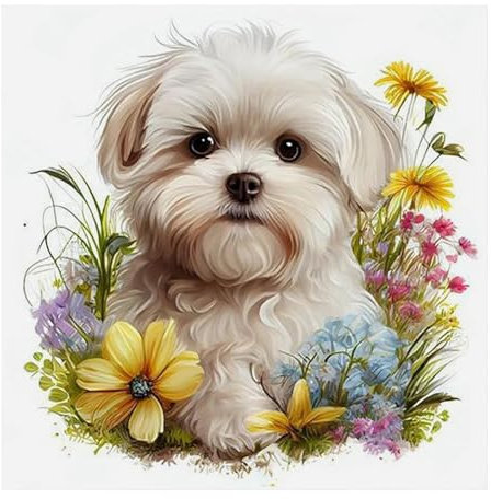 Stalente Diamond Painting Erwachsene Set Hund, 5D DIY Diamond Art Kits for Beginners Round Full Drill Diamond Painting for Home Wall Decoration Gift 30×30cm/12×12inch