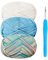 Häkelgarn Baumwolle Häkelwolle Chenille Wolle zum Häkeln 3 x 50g Häkelwolle mit Häkelnadel 4mm,Dickes Baumwoll-Nylon-Mischgarn Blau Yarn