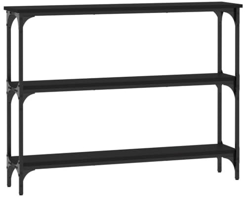 vidaXL Table Console, Table d'Appoint avec Pieds, Bout de Canapé avec Rangement, Meuble d'Entrée Salon Couloir, Industriel, Noir Bois d'Ingénierie