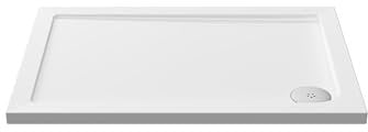 Balterley 1000 x 700 mm Rectangular Shower Tray, Slimline Shower Trays, Durable Stone Resin Base Trays for Bathroom Enclosure Cubicle, Lightweight Rectangular Tray for Wetroom Showers (White)