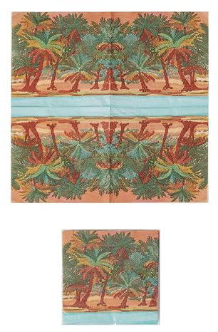 Creative Co-Op Paper Cocktail Napkins with Palm Trees on Beach Design, Multicolor, Set of 50