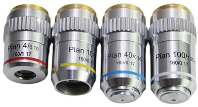 Planachromatisches Objektiv 4X10X40X100X Hochwertiges biologisches Mikroskopobjektiv Metallteile Zubehör(4X)