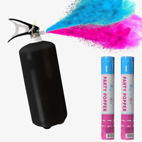 Gender Reveal - Extintor de incendios (2 unidades, confeti Popper Gender Reveal, extintor de incendios + confeti Popper, revelación de género), color azul