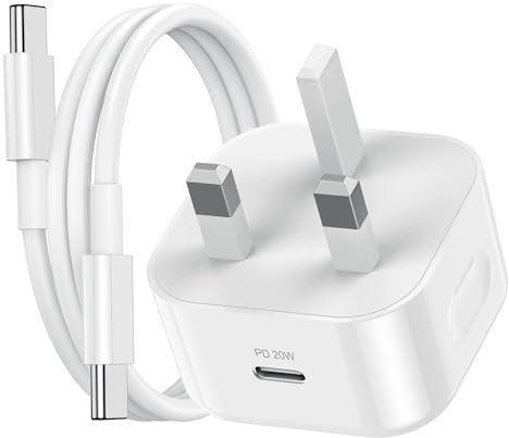 iPad Charger and Plug, 20W USB C Charger for iPad Pro and 1M Cable, Type C Fast Wall Charger Adapter USB C to C Cable for iPad Pro 12.9/11 inch,iPad Air 5/4,iPad Mini 6 Gen,Samsung Galaxy S23