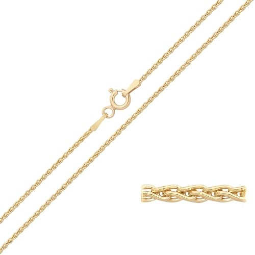 Old English Jewellers 9ct Yellow Gold on Silver 1.5mm Spiga Wheat Chain Necklace 16 18 20 22 24