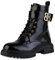 VAN HILL Damen Schnürstiefeletten Blockabsatz Schnallen Trendy Schuhe 216100 Schwarz Lack 40