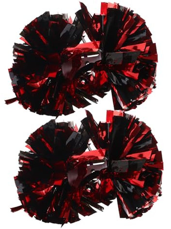 MUSISALY 2stücke Schwarze Und Rote Wiederverwendbare Cheer-Pompons Aus Pet-Material Tragbare Cheerleading-Requisiten Kleine Cheerleading-Pompons