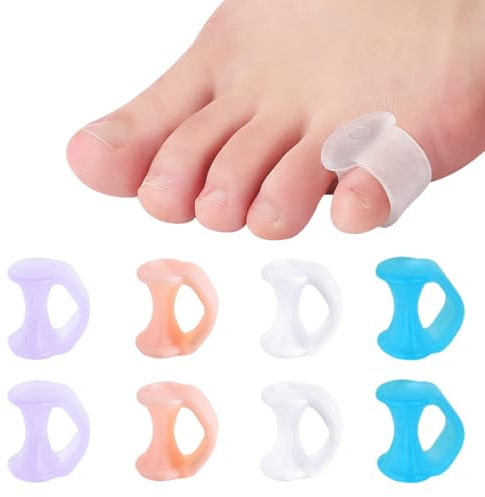 MEXRUMI 4 Paar Silikon Zehenspreizer Zehentrenner Silikon Zehenspreizer Kleiner Zeh Zehenspreizer Silikon Toe Spreader Für Scheuern Zu Vermeiden Und Druck Abzubauen (4 Farben)