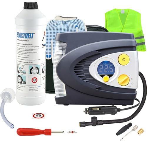 ELASTOFIT Reifenpannenset Reifendichtmittel 10 Jahre haltbar Reifenreparaturset (Flash II Plus)