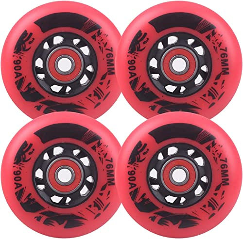NBNBN Inline Skate Wheels 4 Pack, 90A Asphalt Outdoor Hockey Wheels with Bearings, Skates Replacement Wheels for Kids & Teens