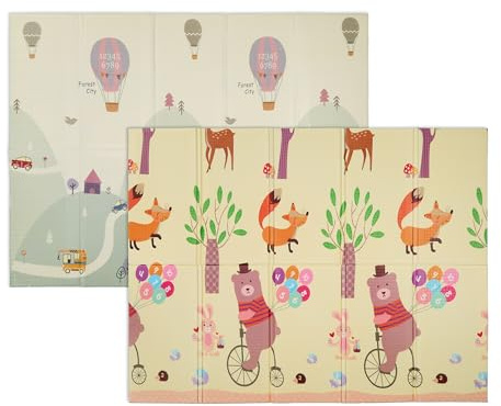 Relaxdays Spielmatte, faltbar, schadstofffrei, doppelseitig, 200 x 150 cm, XPE-Schaumstoff, Krabbelmatte Baby, bunt
