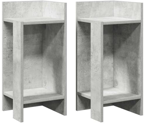 vidaXL Beistelltische 2 STK. mit Ablage Betongrau 25,5x27x60 cm
