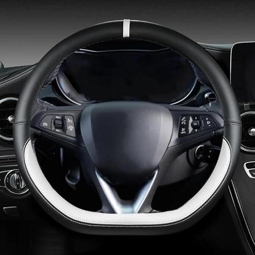Lenkradschoner D Form Leder Auto Lenkrad Abdeckung Für Opel Für Astra Für Corsa Für Combo Für Mokka Für Grandland X Für Insignia Für CT Lenkradhülle(White)