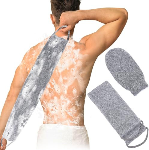Oruola 2 Stück Peeling Duschtuch,Peeling Handtuch Rücken,Bambusfaser Kese Handschuh,Rücken Waschen,Back Scrubber für die Rückenreinigung,Körperpeeling und Entfernung Abgestorbener Haut