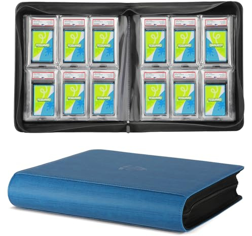 TCGUARD Graded Card Slab Sleeves Binder für PSA Size and Ähnlich Karten mit Hüllen, Bietet Platz für 48 PSA Karten, Premium-Sammelkartenordner mit 6 Kartenhüllen, Blau