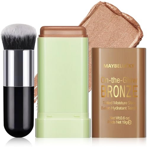 Noerrors Creme Kontur Bronzer Stick für Wangenfarbe, Mehrzweck-Highlighter Rouge Makeup Stick, Natürlich schimmernder fester Feuchtigkeitsmischer für unterwegs für Gesicht, Körper, Lidschatten