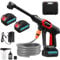 Papasbox 380W Cordless Pressure Washer, 21V Portable, 1160 PSI, 6-in-1 Nozzles, 3000mAh x2 Batteries, 16.4FT Hose, Car & Garden