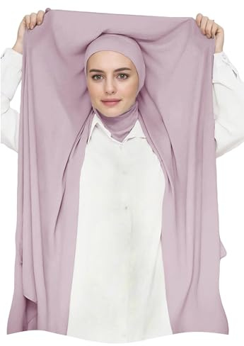 Lina & Lily Chiffon Instant Hijab Kopftuch mit Jersey Ninja Unterkappe für Muslimische Frauen