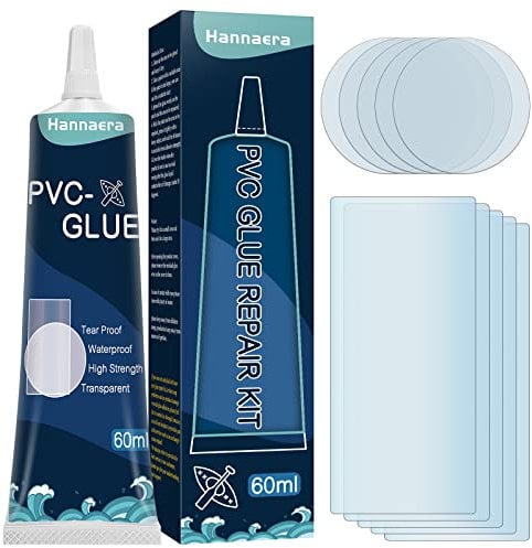 Hannaera Hot Tub Repair Kit, Paddling Pool Repair Kit Waterproof, for Inflatables, Pools, Hot Tubs, Bouncy Castle, Tents, PVC Glue 60ml (newpvc01)