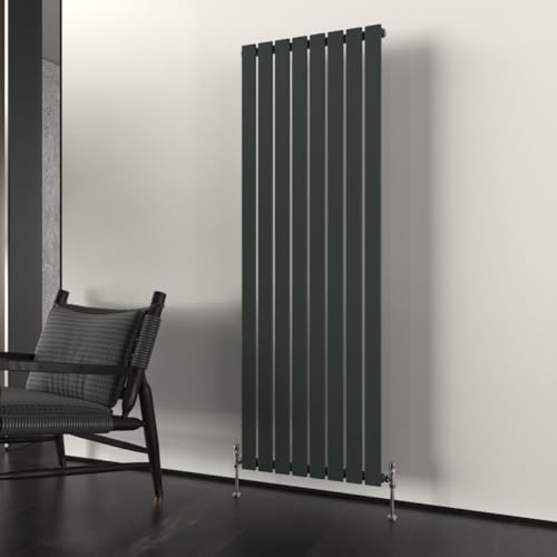 T&K 1600x544mm Vertical Radiator Anthracite Flat Panel Radiator Single Panel Designer Radiator Modern Central Heating Rad Tall Radiator