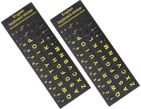 CIYODO 2pcs English Keyboard Language Stickers Self Adhesive Dustproof for Laptops Desktops Slip Easy to Install Replacement Keyboard Stickers