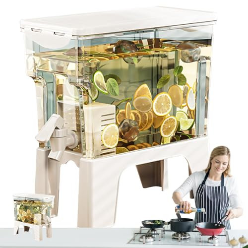 Distributeur De Boissons Avec Robinet, Fontaine À Eau Avec Couvercle Et Support En Plastique, Distributeur Boisson En Plastique Pour Boissons Gazeuses, Thés Aux Fruits(26.5x25.5x12cm)