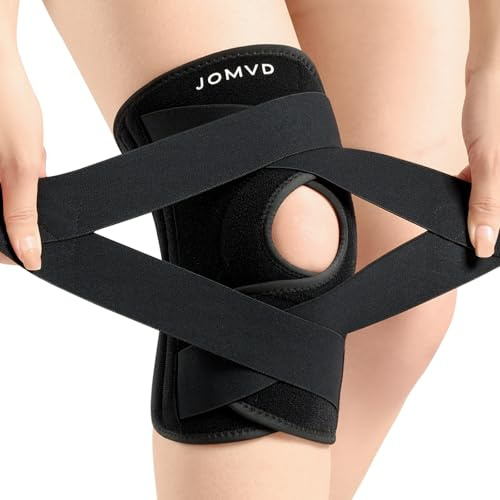JOMVD Knee Brace for Knee Pain, Meniscus Tear, ACL, Adjustable Knee Support with Side Spring Stabilizers for Meniscus Tear, Arthritis, Patella Stability, Knee Pain Relief, Women and Men, Large