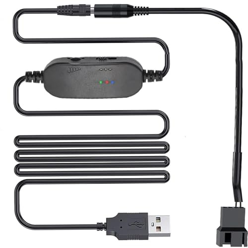 VISSQH Controlador Velocidad Ventilador PC 12V,USB DC 5V Refuerzo a 12V 2 Pines regulador de Ventilador con 1 a 1 Cable Adaptador de Corriente Ventilador para chasis de PC