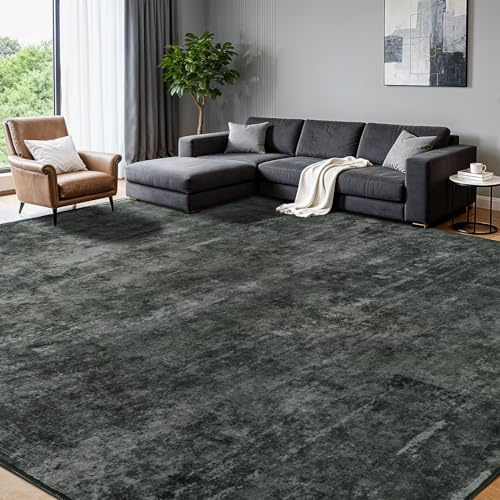 DEITAS Abstrakte Teppich Schlafzimmer 140x200cm, Super Weicher Wohnzimmerteppich für Esszimmer Schlafzimmer, Waschbar rutschfest Kunstwolle Teppiche(Schwarz)