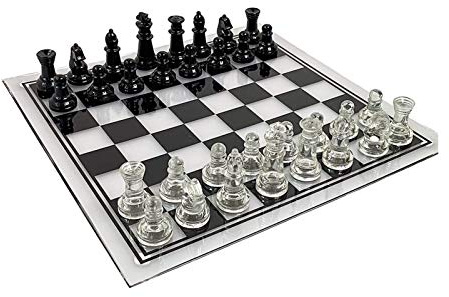 HYEFDWS Juego de ajedrez de Cristal con Piezas internacionales, Tablero de 25 cm
