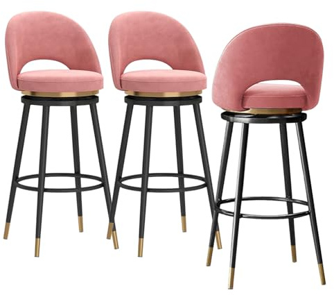 lirrebol Drehbare Barhocker, 3er-Set, Gepolsterte Moderne Barhocker in Thekenhöhe für die Küchentheke, Sitzhöhe 65 cm