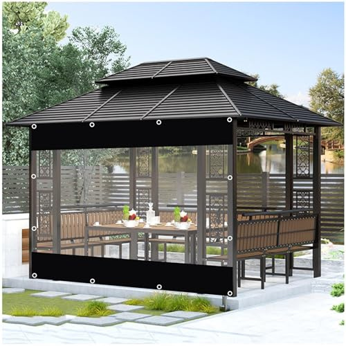Transparente PVC-Planenvorhänge, 0,5 mm, strapazierfähig, wasserdicht, Seitenteile für Pavillon und Carport, transparente Plane, B x H 2,2 x 2,7 m
