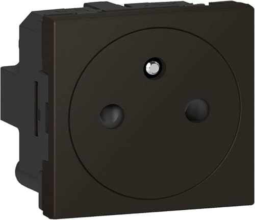 LEGRAND - Prise Electrique Murale avec Terre Mosaic Surface - Prise 2P+T à Fixation par Emboîtement - Fabriqué En France - Noir Mat (Lot de 6)