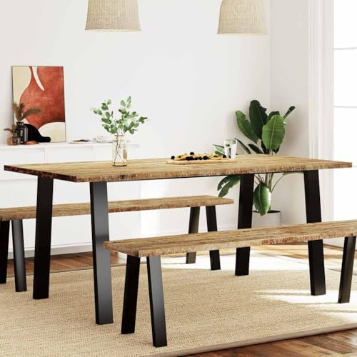 Foknhdi Esstisch 150x90x75 cm Massivholz Akazie & Metallbeine Massivholz Esstisch Küchentisch Modernes Design Robust & Langlebig für Esszimmer Küche