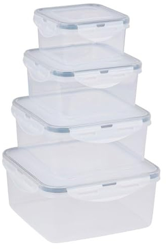 alpina Vorratsdosen Set 4 Stück mit Deckel - Meal Prep Boxen - Frischhaltedosen mit Deckel für Gefriertruhe und Mikrowellengeschirr