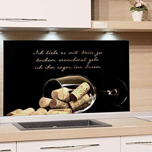 GRAZDesign Spritzschutz Küche für Herd Küchenrückwand Glas Spüle Bild-Motiv Weinglas mit Korken Küchenspiegel (60x40cm)