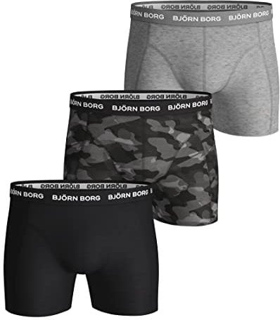 Björn Borg 9999-1132-90651 Cotton Stretch Boxer 3p Men's Schwarz, Melange, Druck L