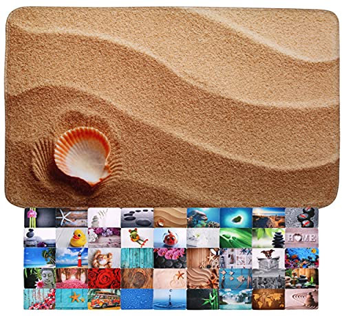 Sanilo Badteppich, viele schöne Badematten zur Auswahl, Badvorleger sehr weich und rutschfest, waschbar und schnelltrocknend (70 x 110 cm, Clam)